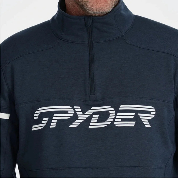 Spyder Mens M Medium Speed Fleece Half Zip Fleece Jacket True Navy Blue NWT - Picture 9 of 12